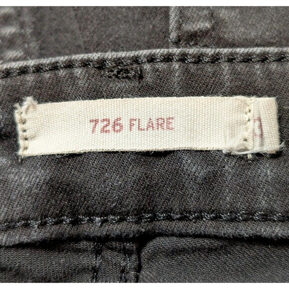 Levi's 726 Flare Size 31 Black Jeans High Rise Stretch Shaping Rock Boho Retro - Picture 6 of 11